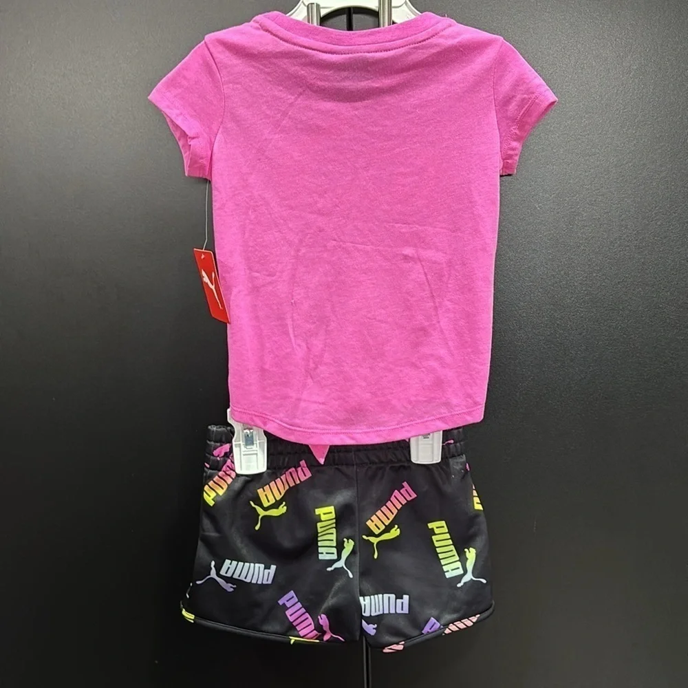 PUMA 2 pc.set,Knotted front jersey short sleeve T,elastic waist logo shorts
